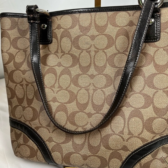 Authentic Coach F18917 Peyton Signature Logo Heritage Handbag Tote Brown Vtg Y2K - Picture 4 of 16